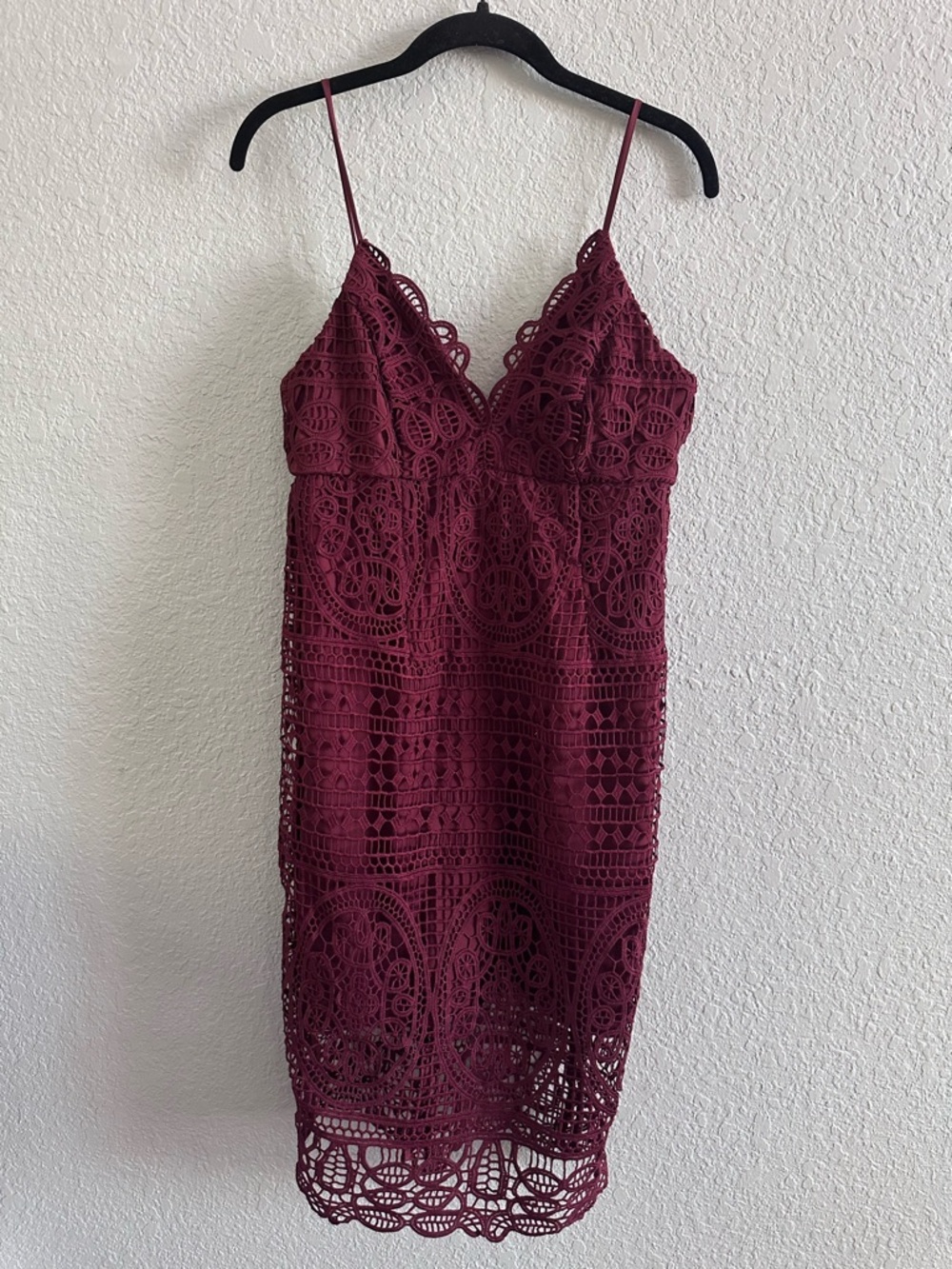 Bardot Versailles Burgundy Crochet Lace Cocktail Dress NWT Size 8 - Picture 2 of 13